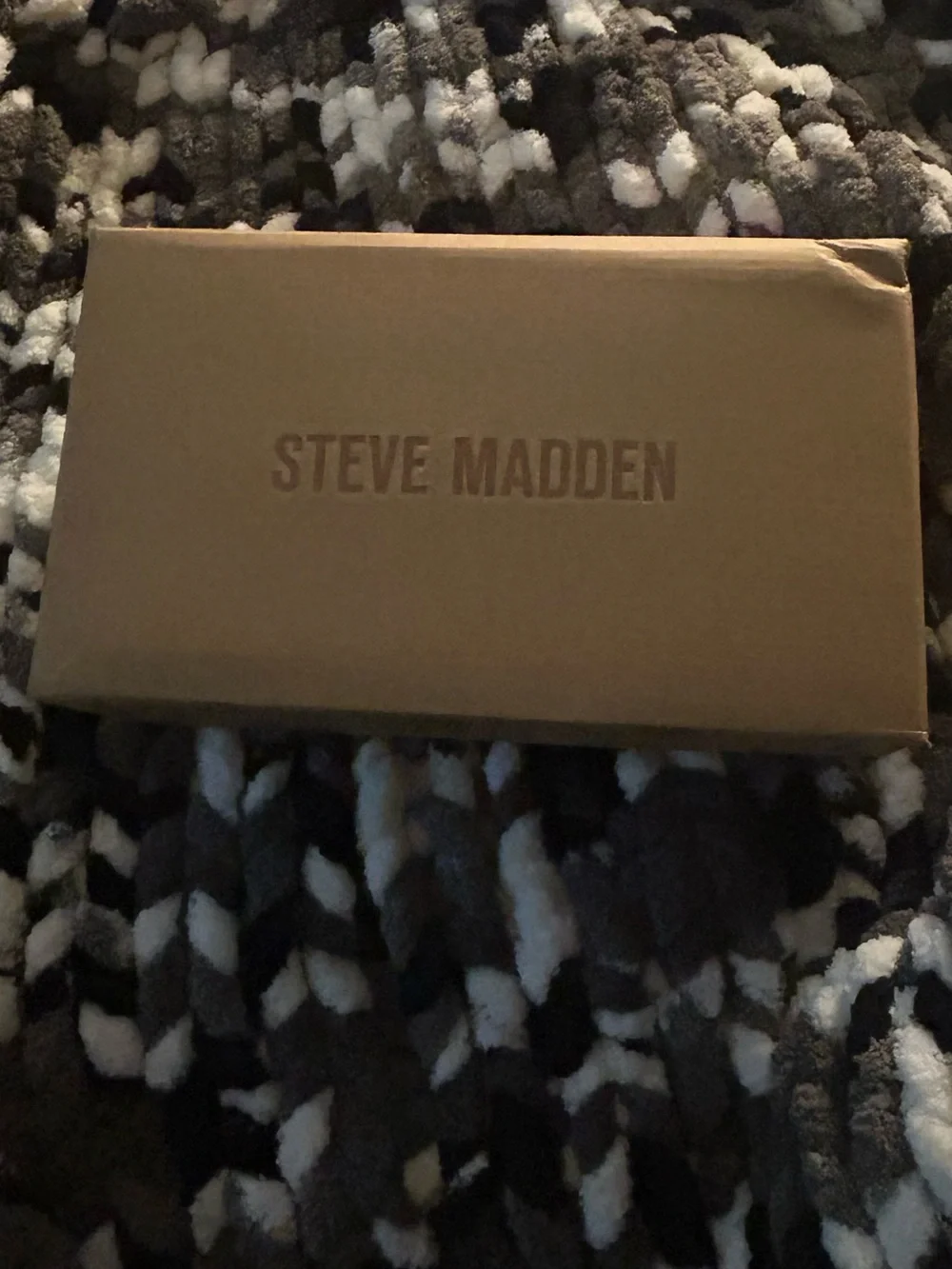 Steve Madden Tan Cardboard Shoe Box with Logo